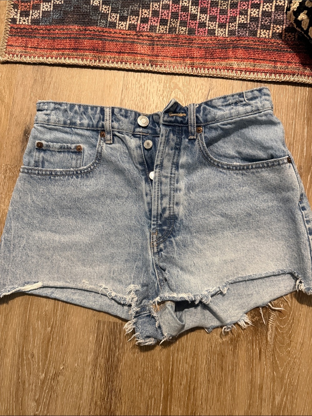High-Waist Light Blue Denim Cutoff Shorts